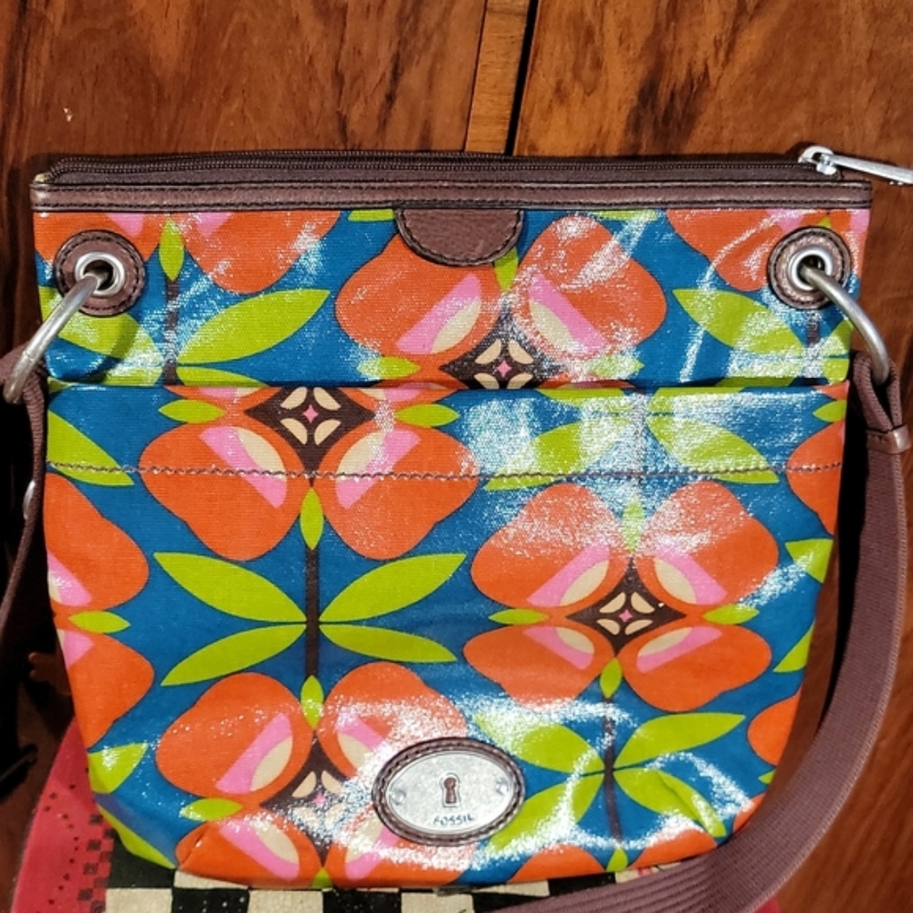 FOSSIL KEY-PER floral, PVC/textile, cross body bag